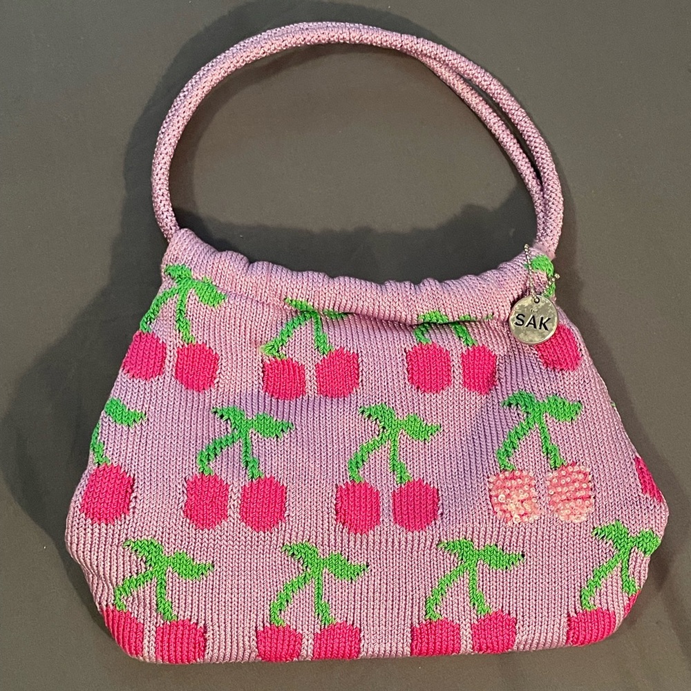 The SAK Crochet Cherry Handbag in Purple